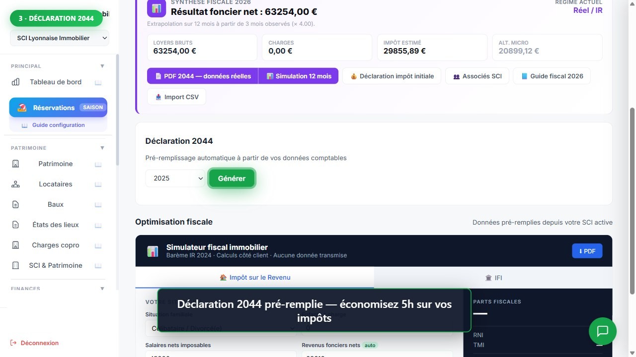 Déclaration 2044 pré-remplie
