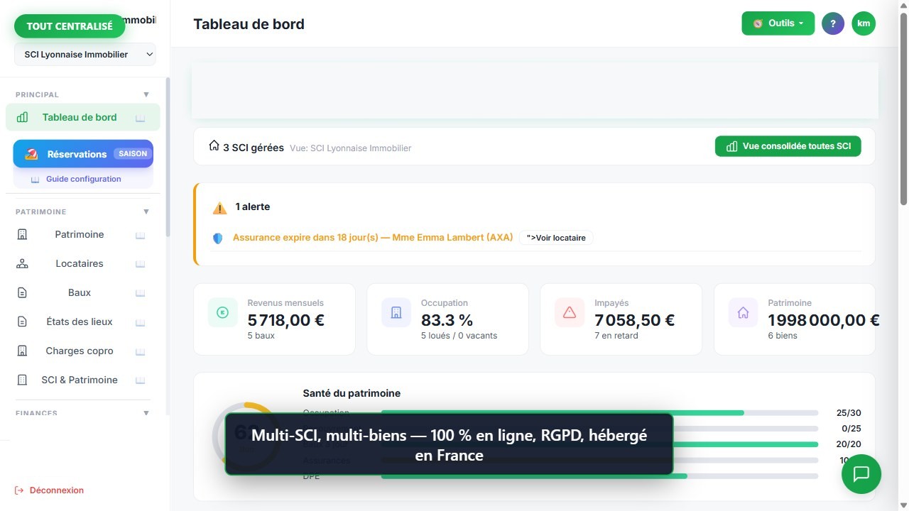 Vue consolidée multi-biens et multi-SCI
